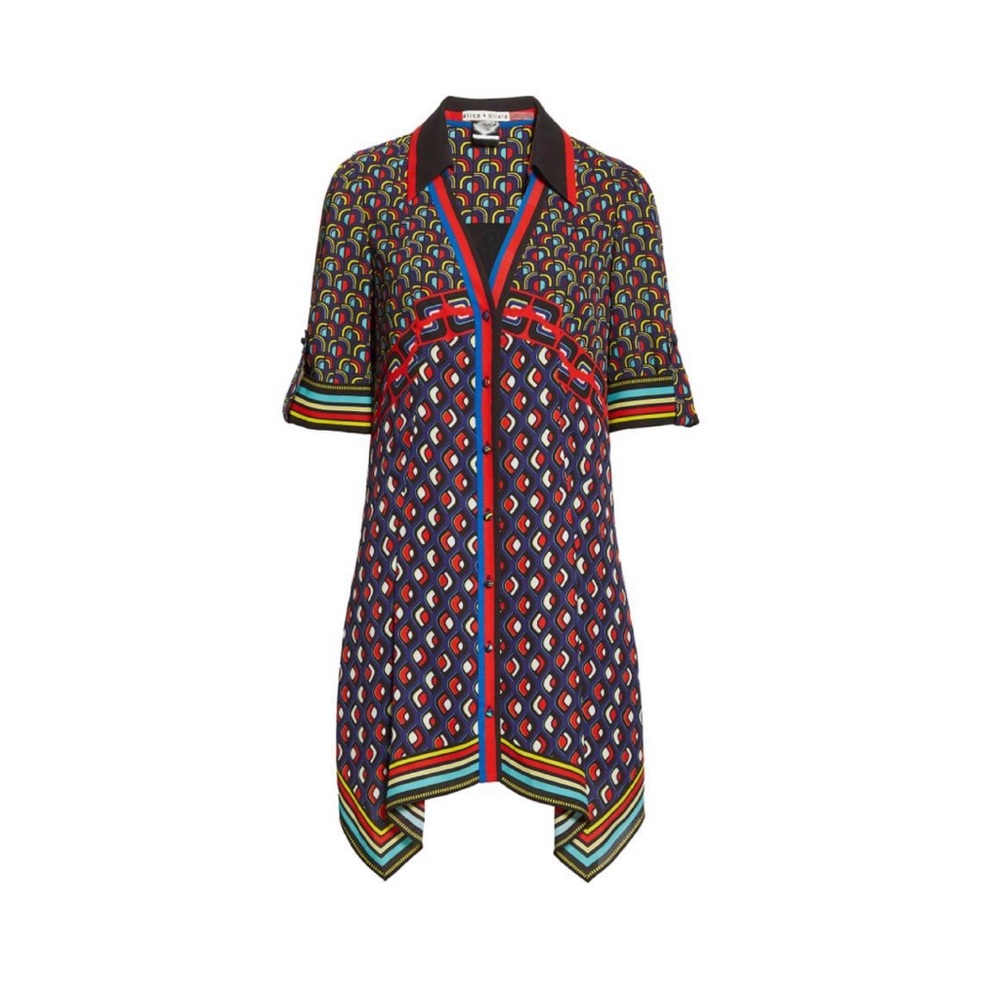 🔸SOLD🔸 NWOT Alice + Olivia ‘Conner’ handkerchief shirt dress sz M - Picture 4 of 13